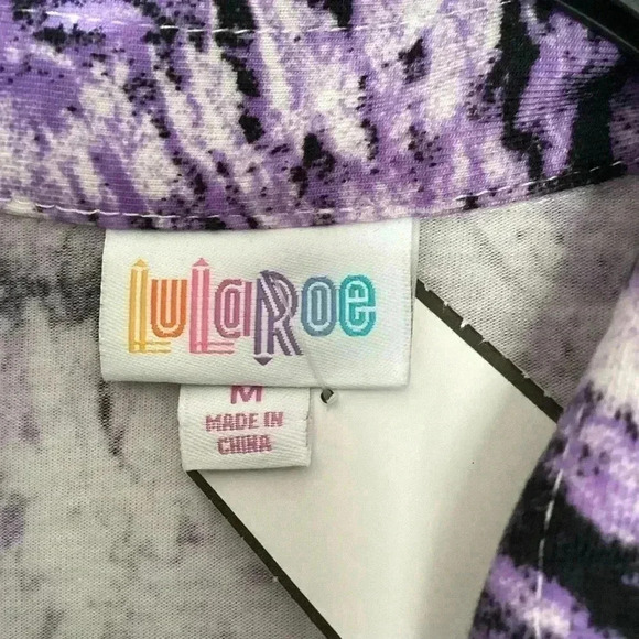 LULAROE Midi Shirt Dress Purple Tie Dye Starburst Midi Button Up V-Neck Shift M - Picture 6 of 15